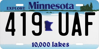 MN license plate 419UAF