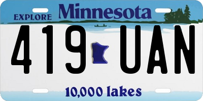 MN license plate 419UAN