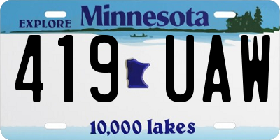 MN license plate 419UAW