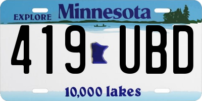 MN license plate 419UBD