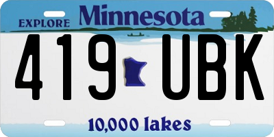 MN license plate 419UBK