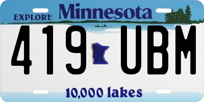 MN license plate 419UBM