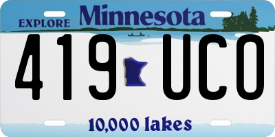 MN license plate 419UCO
