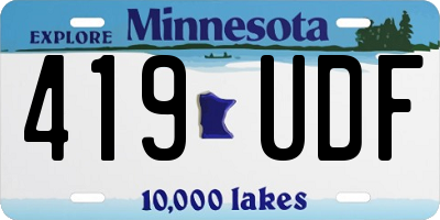 MN license plate 419UDF