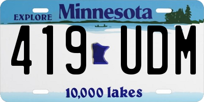 MN license plate 419UDM