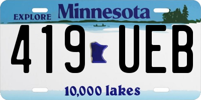 MN license plate 419UEB