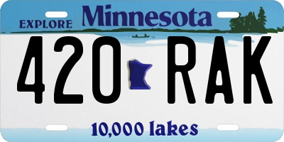 MN license plate 420RAK