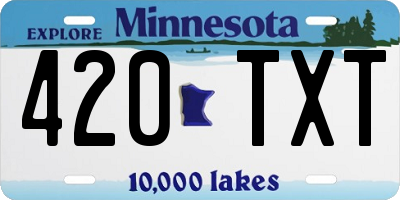 MN license plate 420TXT