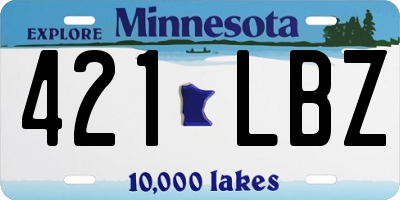 MN license plate 421LBZ