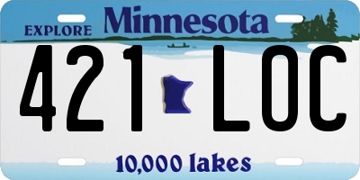 MN license plate 421LOC