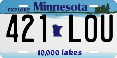 MN license plate 421LOU