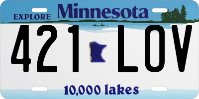 MN license plate 421LOV