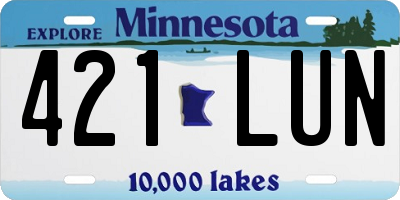 MN license plate 421LUN