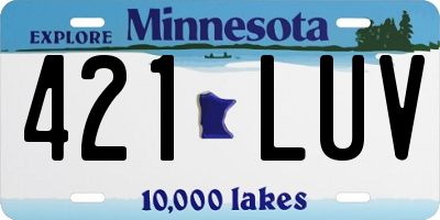 MN license plate 421LUV