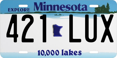 MN license plate 421LUX