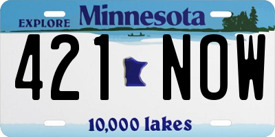 MN license plate 421NOW