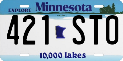 MN license plate 421STO
