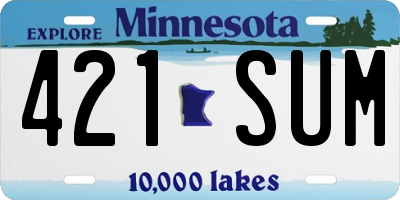 MN license plate 421SUM