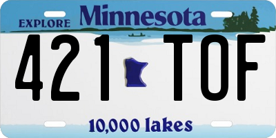 MN license plate 421TOF