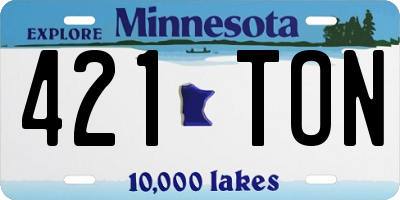 MN license plate 421TON