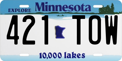 MN license plate 421TOW