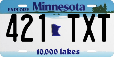 MN license plate 421TXT