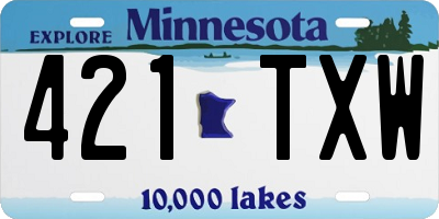 MN license plate 421TXW