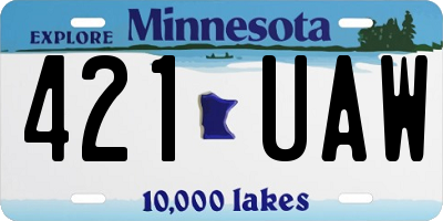 MN license plate 421UAW