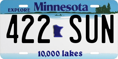 MN license plate 422SUN
