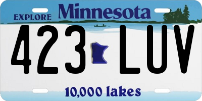 MN license plate 423LUV