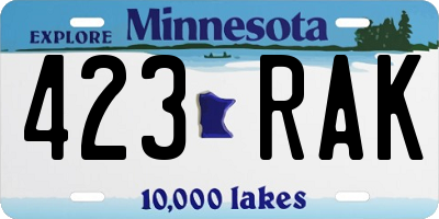 MN license plate 423RAK