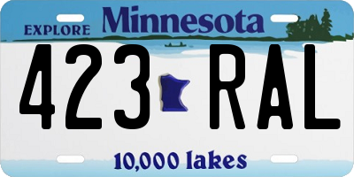 MN license plate 423RAL