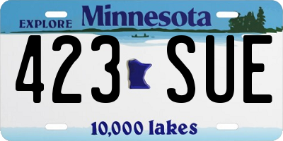 MN license plate 423SUE