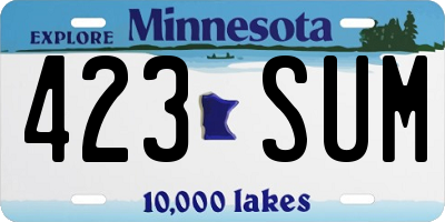 MN license plate 423SUM