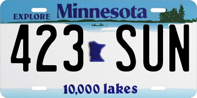 MN license plate 423SUN