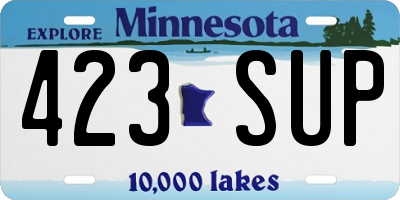 MN license plate 423SUP