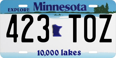 MN license plate 423TOZ