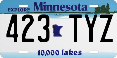 MN license plate 423TYZ