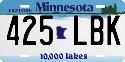 MN license plate 425LBK