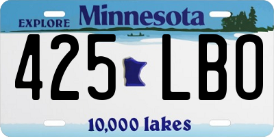 MN license plate 425LBO
