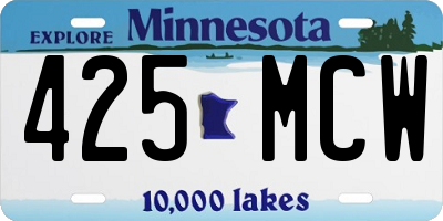 MN license plate 425MCW