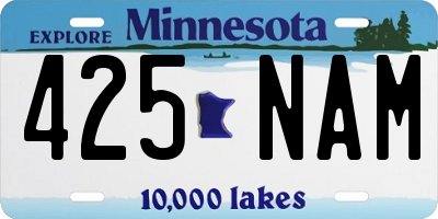 MN license plate 425NAM