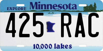 MN license plate 425RAC