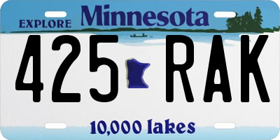 MN license plate 425RAK