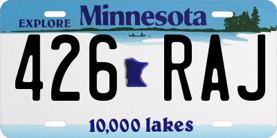 MN license plate 426RAJ