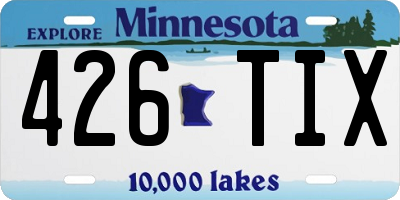 MN license plate 426TIX