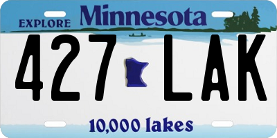 MN license plate 427LAK