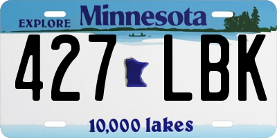 MN license plate 427LBK