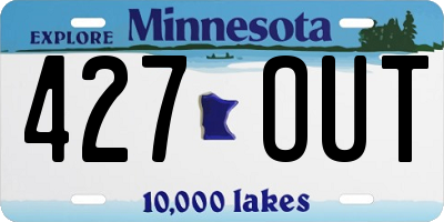 MN license plate 427OUT