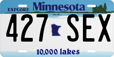 MN license plate 427SEX